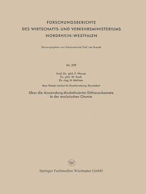 cover image of Über die Anwendung disubstituierter Dithiocarbamate in der analytischen Chemie
